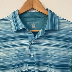 Hickey Freeman Performance Fabric Aqua Polo Golf Shirt Men's Medium Stretch